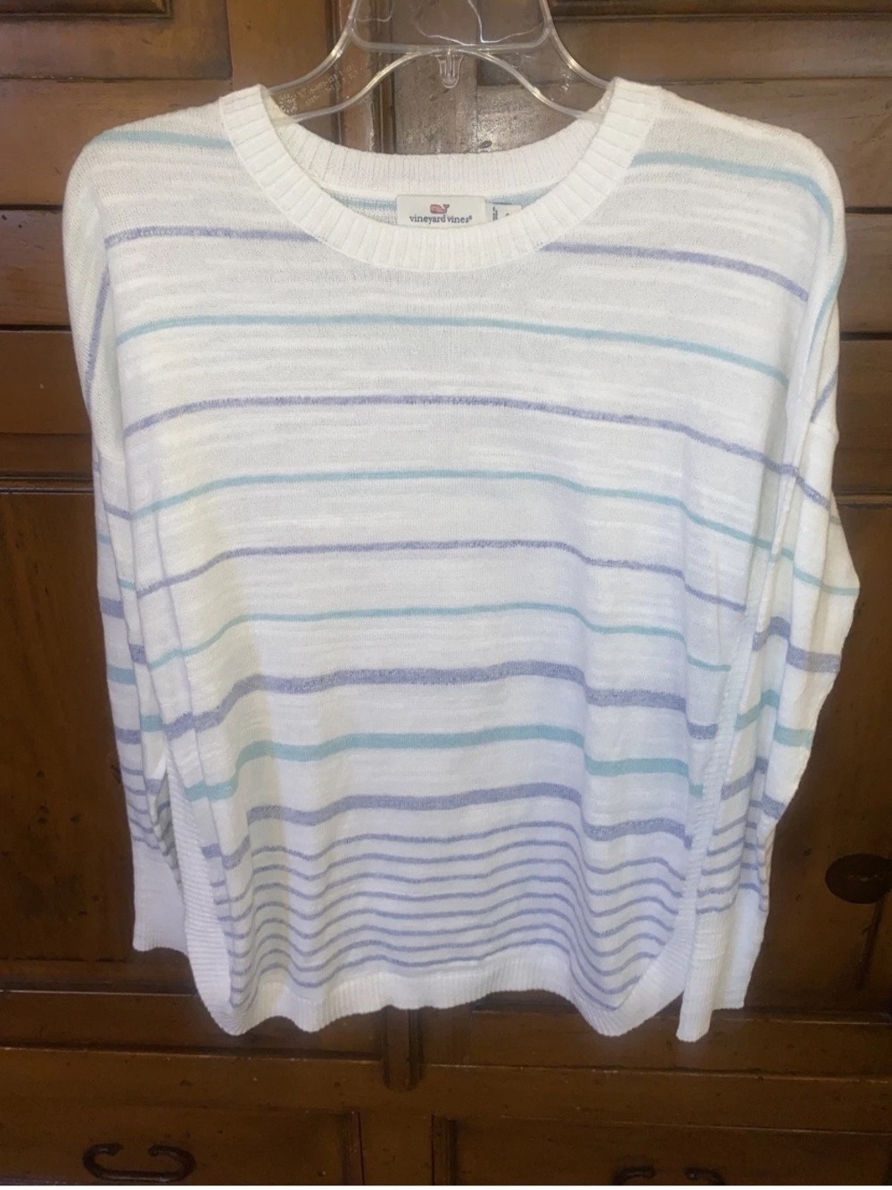 Womens VINEYARD VINES Knit Lightweight Sweater-Boat Neck-LS-Pastel Stripes-Small